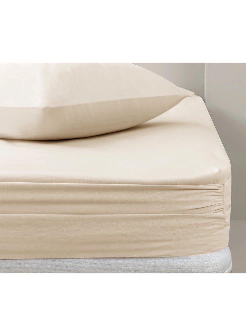 Relax Premium Luxury Bed Sheet Set – Extra Soft & Breathable & Skin-Friendly Fitted Sheet with Deep Elastic Pockets, 2 Pillowcase & 1 Fitted Sheet Included, Elegant Light Beige, 180x200 cm - Image 3